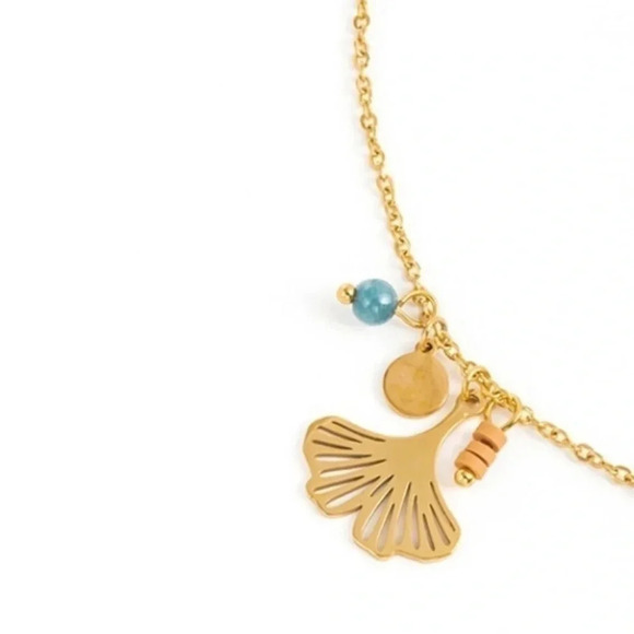 2 LEFT! Gold Leaf Necklace Charm Boho Minimalist - Picture 7 of 10